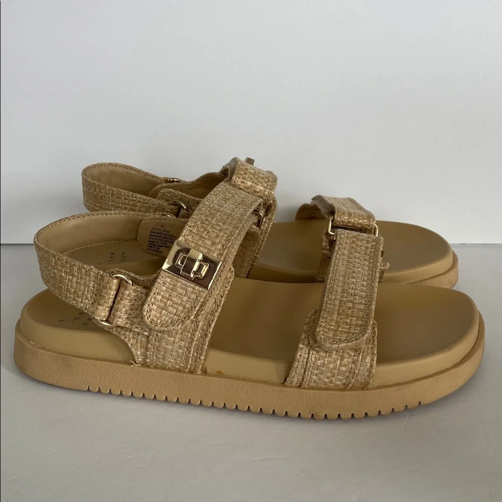 A New Day Beige Textured‎ Two Strap Sandals 8.5